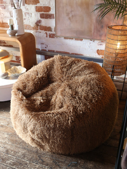 Aburn Faux Fur Beanbag - Caramel - 130x130CM