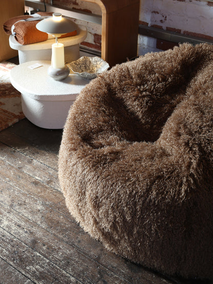Aburn Faux Fur Beanbag - Caramel - 130x130CM