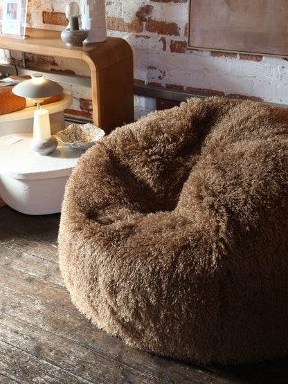 Aburn Faux Fur Beanbag - Caramel - 130x130CM