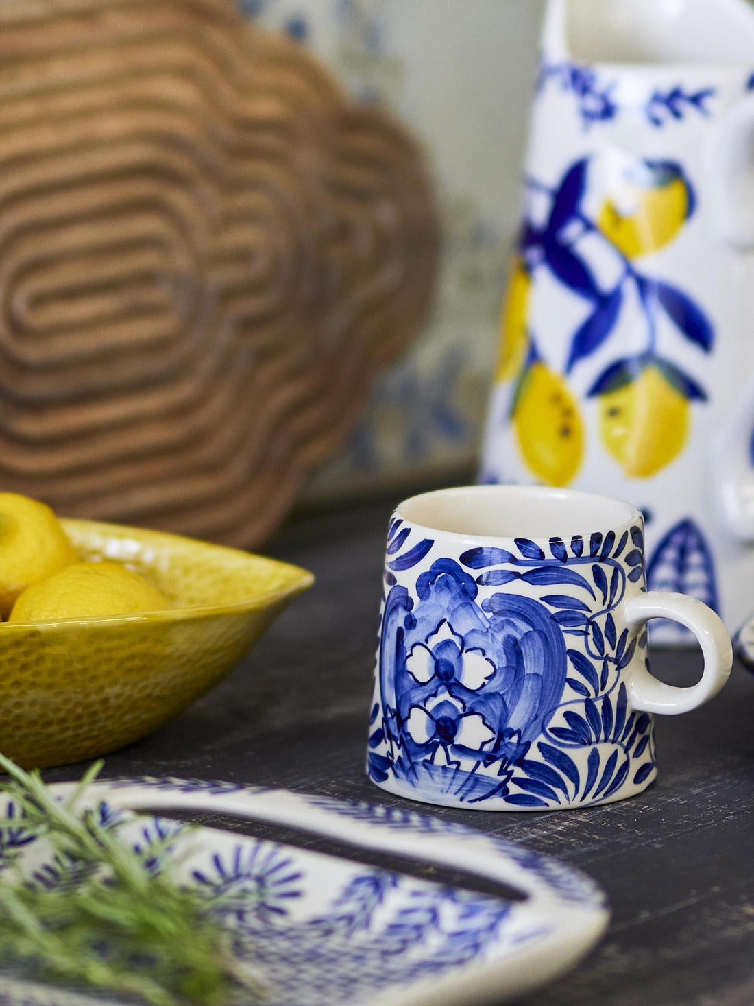 Karlie Mug - Patterned Stoneware - Blue