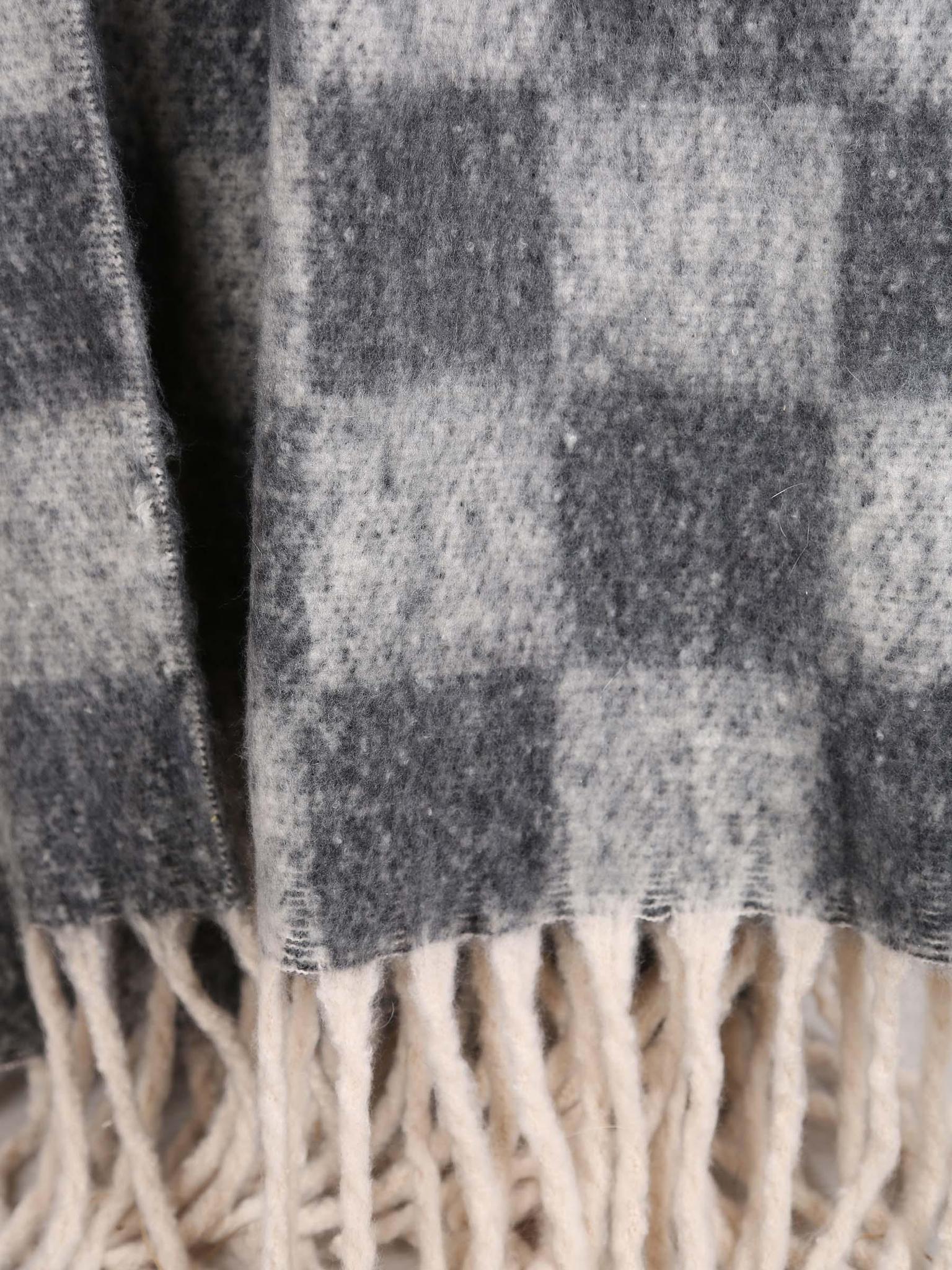 Isabel Recycled Checked Fringed Throw - Ardoise