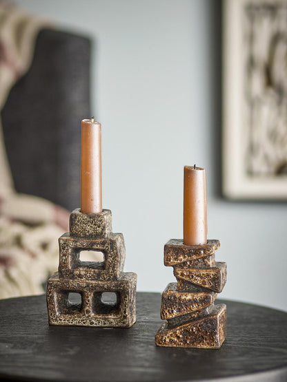 Hale Candle Holder -  Brown - Brick work