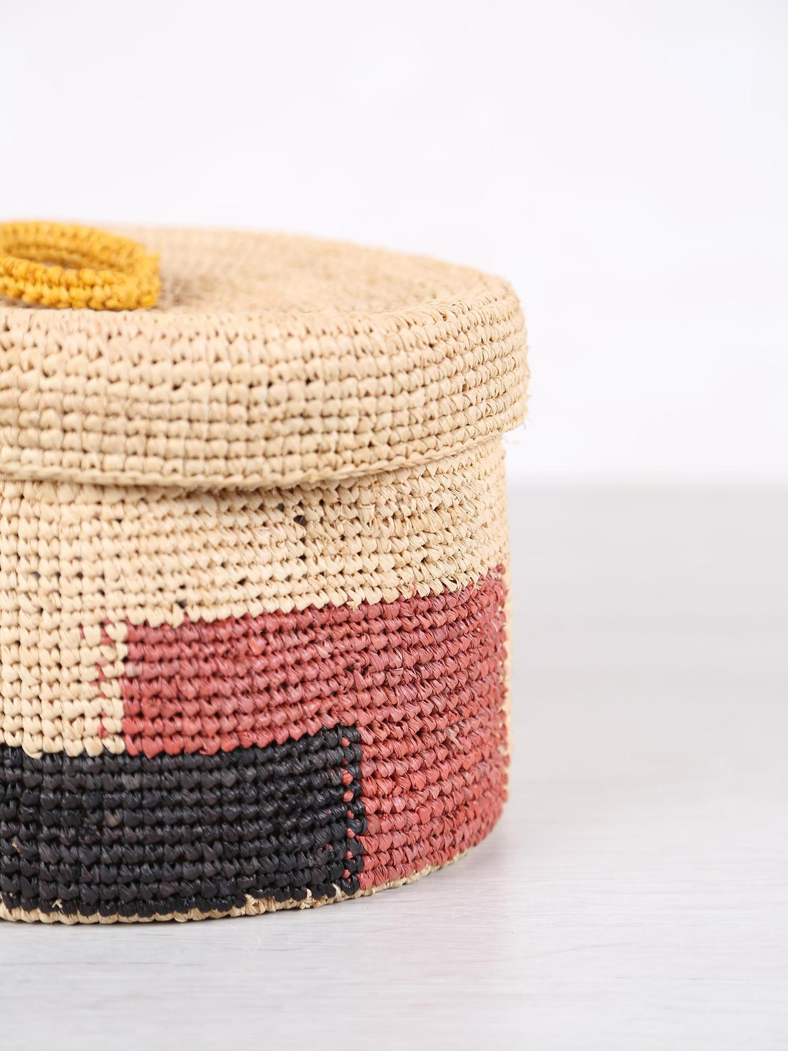Large Handmade Raffia Basket - 5 patterns available