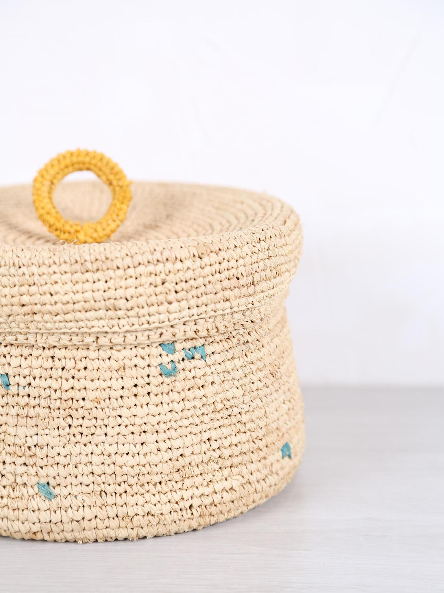 Large Handmade Raffia Basket - 5 patterns available