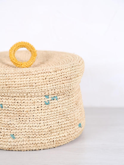Large Handmade Raffia Basket - 5 patterns available