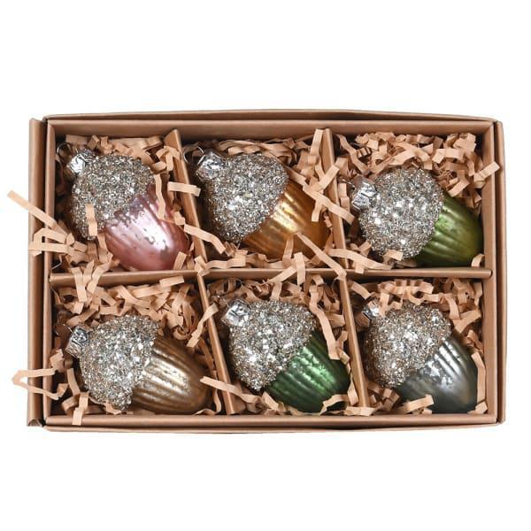 Set Of 6 Pinecone Baubles