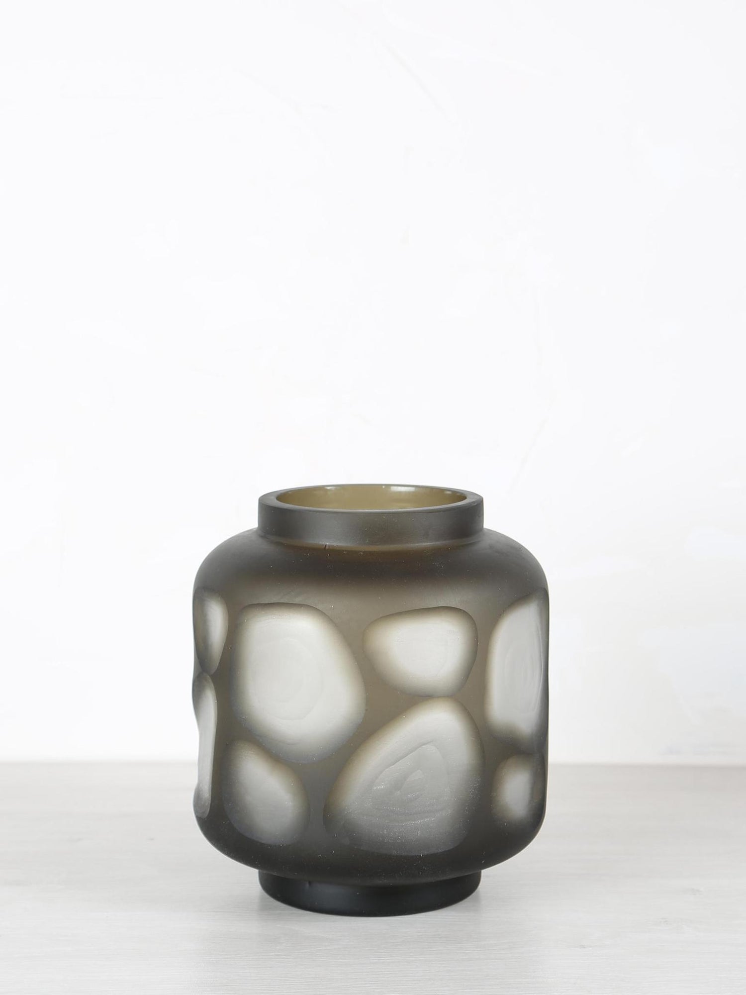 Azize Green Carved Glass Round Vase - 3 Sizes Available