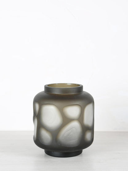 Azize Green Carved Glass Round Vase - 3 Sizes Available