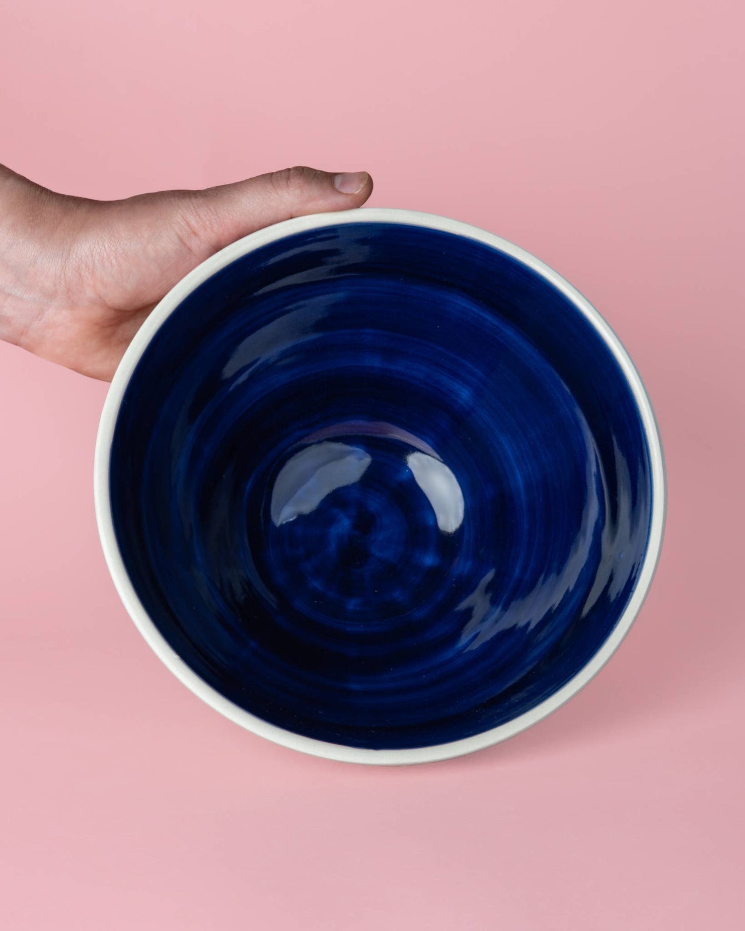 Ceramic Salad Bowl 1.5 L - 21 cm - White &amp; Blue - Pomodoro