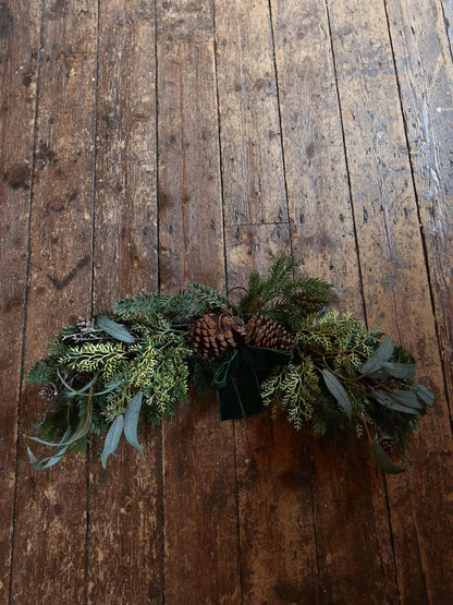 Faux Pine Foliage Bow Swag