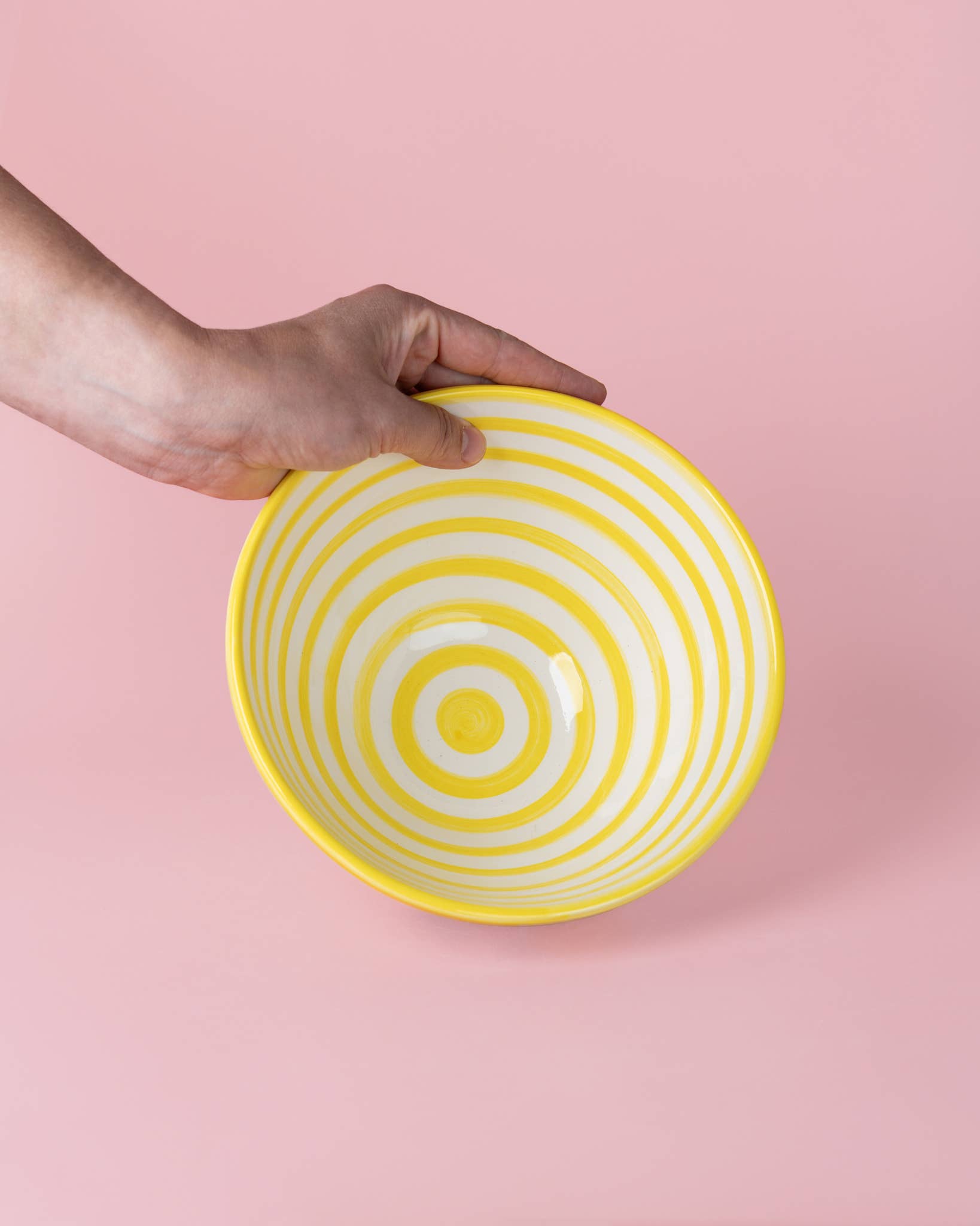 Ceramic Salad Bowl 1.5 L - 21 cm - Yellow &amp; White - Lemon