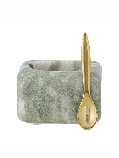 Noriko Salt Jar w/Spoon - Green - Marble
