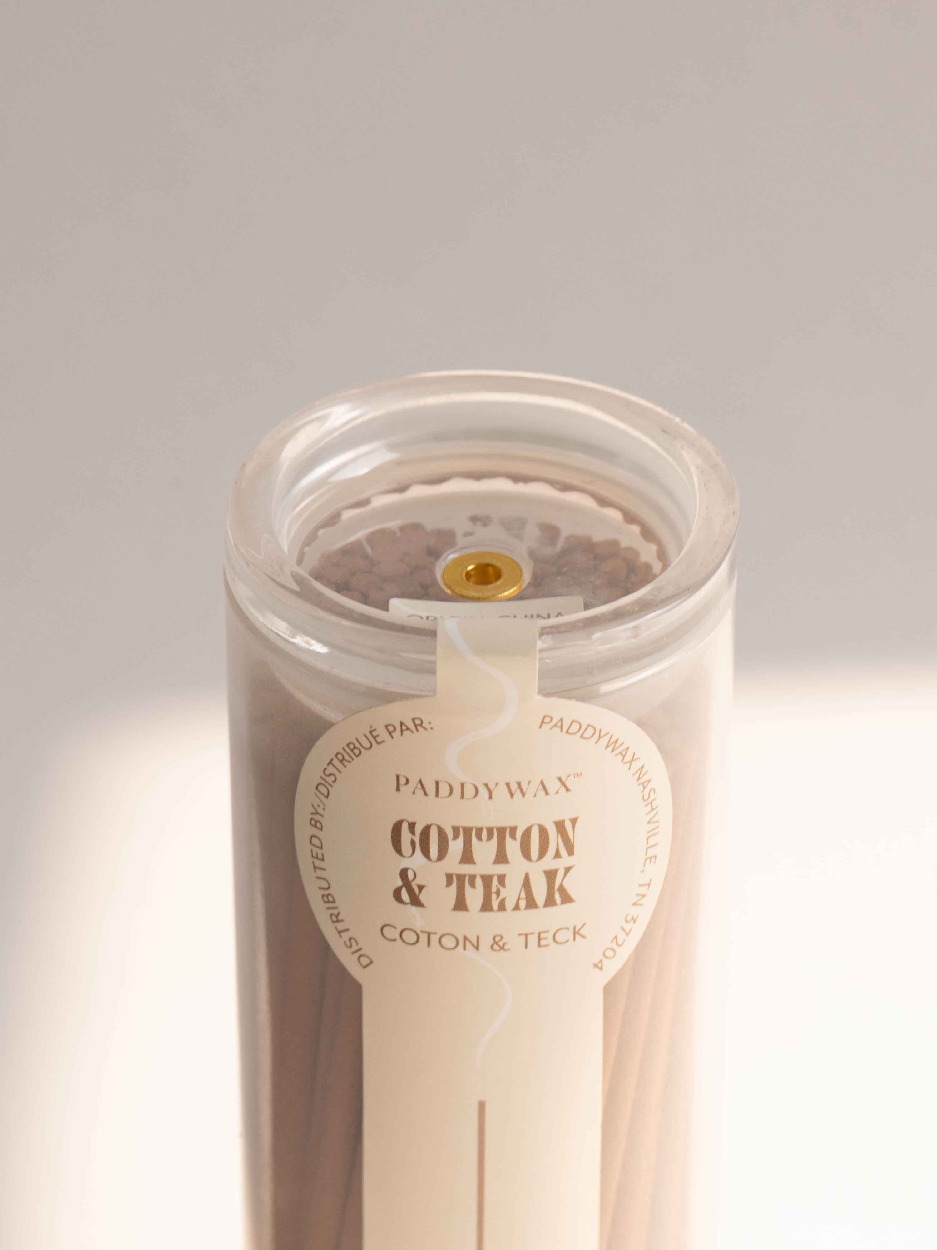 100 Incense Sticks &amp; Glass Holder - Cotton &amp; Teak