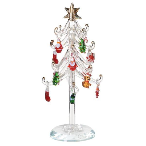 Glass Tree With Coloured Festive Ornaments
