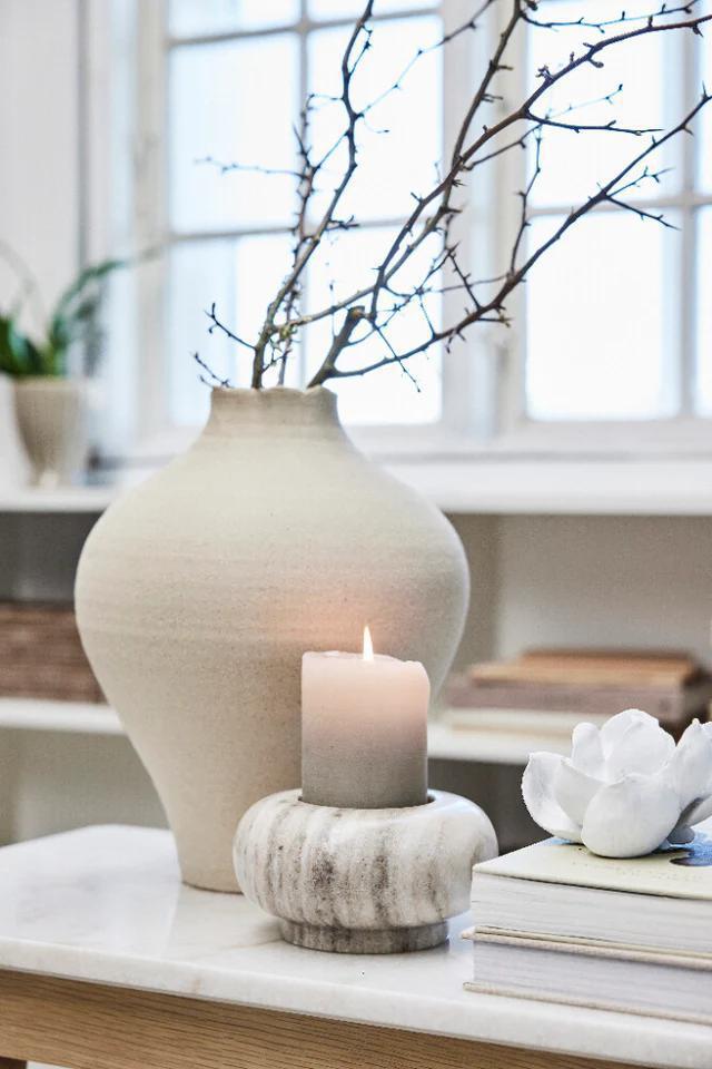 Elina candlestick - Dark Linen - genuine natural stone