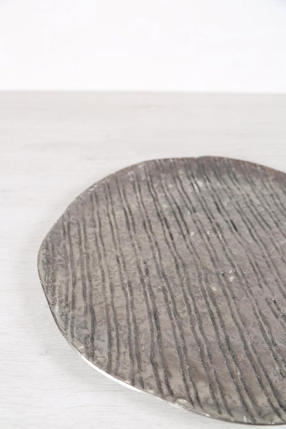 Grail Silver Striped Round Plate - 2 Sizes Available