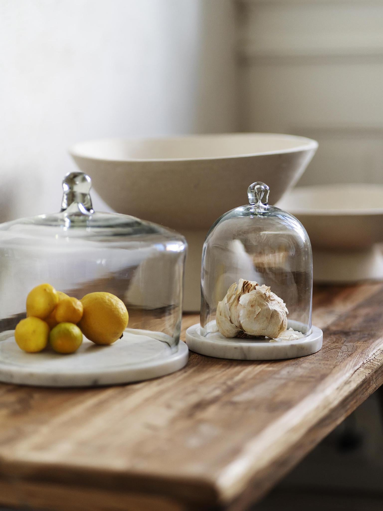Glass Cake Stand With Marble Base