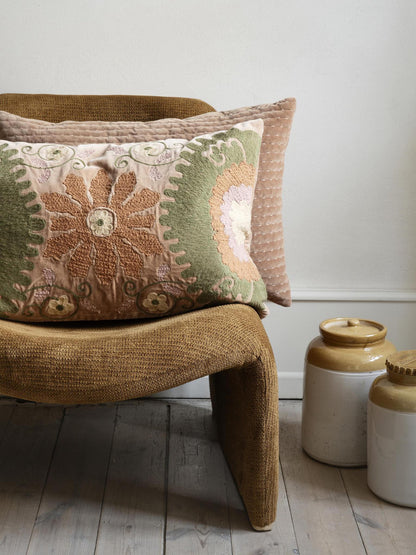 Suzani Embroidered velvet cushion - 2 Colour Options Available