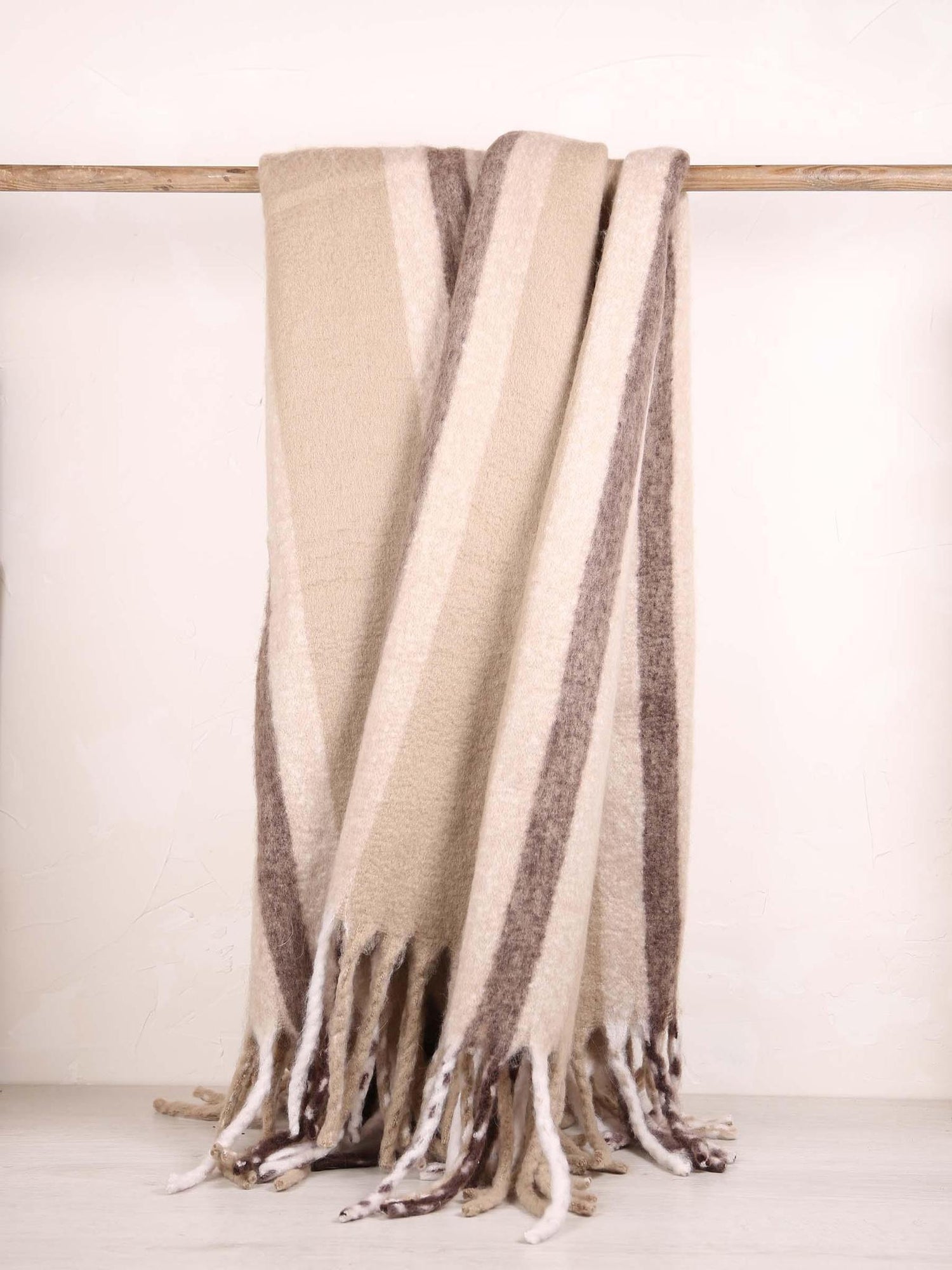 Isabel Recycled Striped Fringed Throw - Nauge
