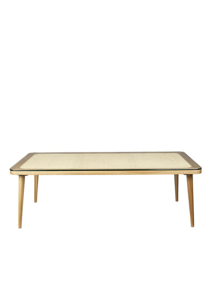 Haru Cane, Oak Wood &amp; Glass Coffee Table - 2 Sizes Available