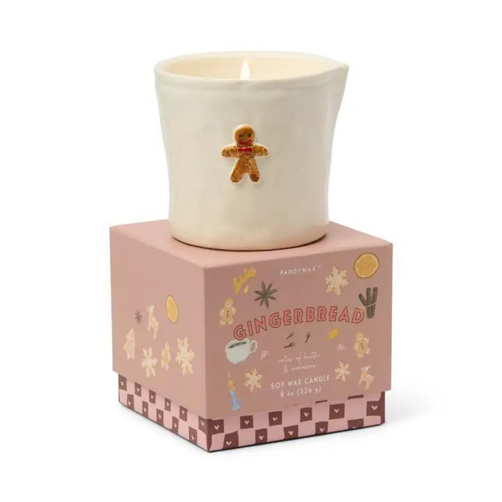 Bistro 8oz/226g Gingerbread Embossed Ceramic Candle - Gingerbread