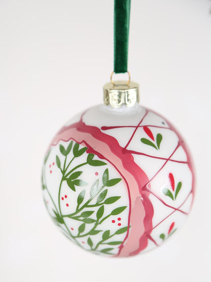 Hand Painted Holly &amp; Ivy Bauble