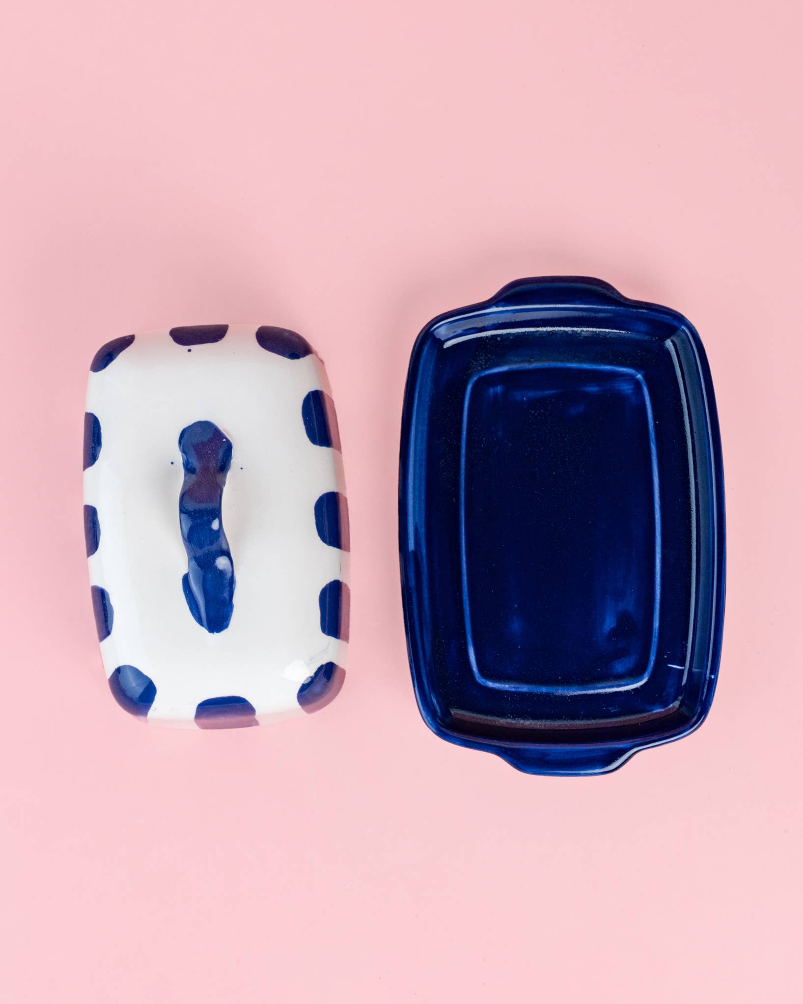 Artisanal Ceramic Butter Dish – Blue &amp; White - Blue Coast