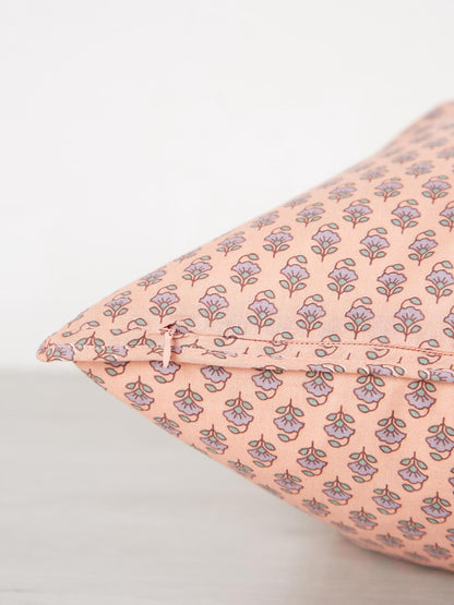 Coral, Lilac &amp; Green Printed Cushion