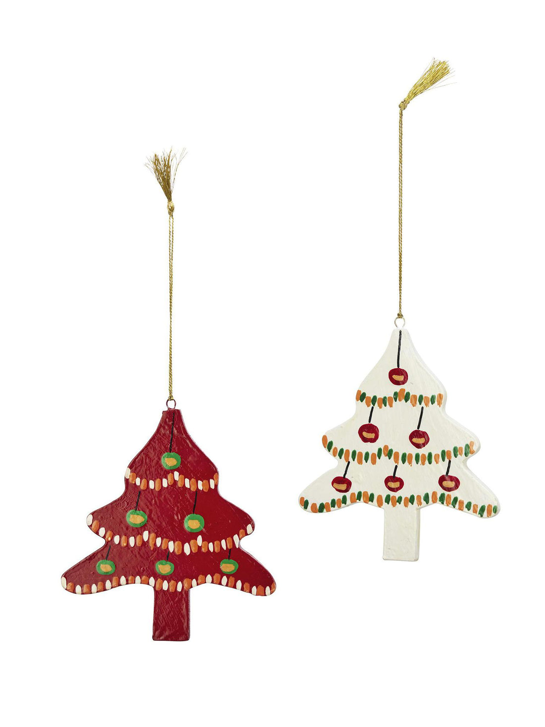 Hand painted wooden Christmas trees