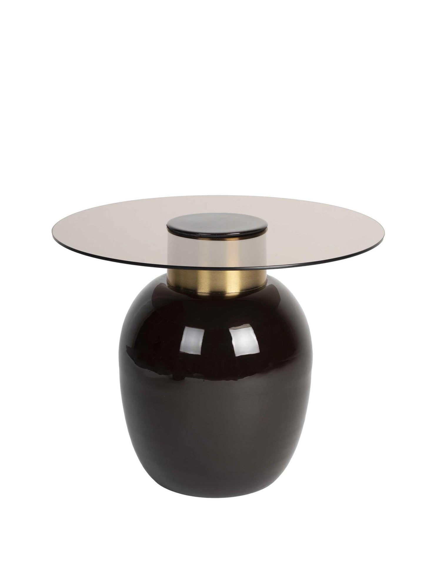 Mohra Enamel &amp; Smoked Glass Side Table - 2 Sizes Available