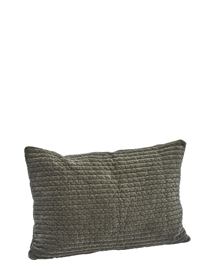 Quilted velvet cushion cover - Sage