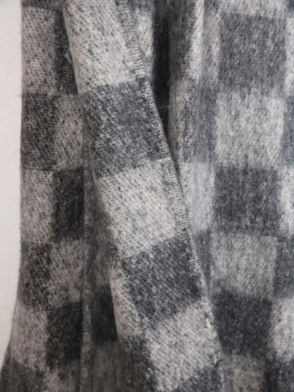 Isabel Recycled Checked Fringed Throw - Ardoise