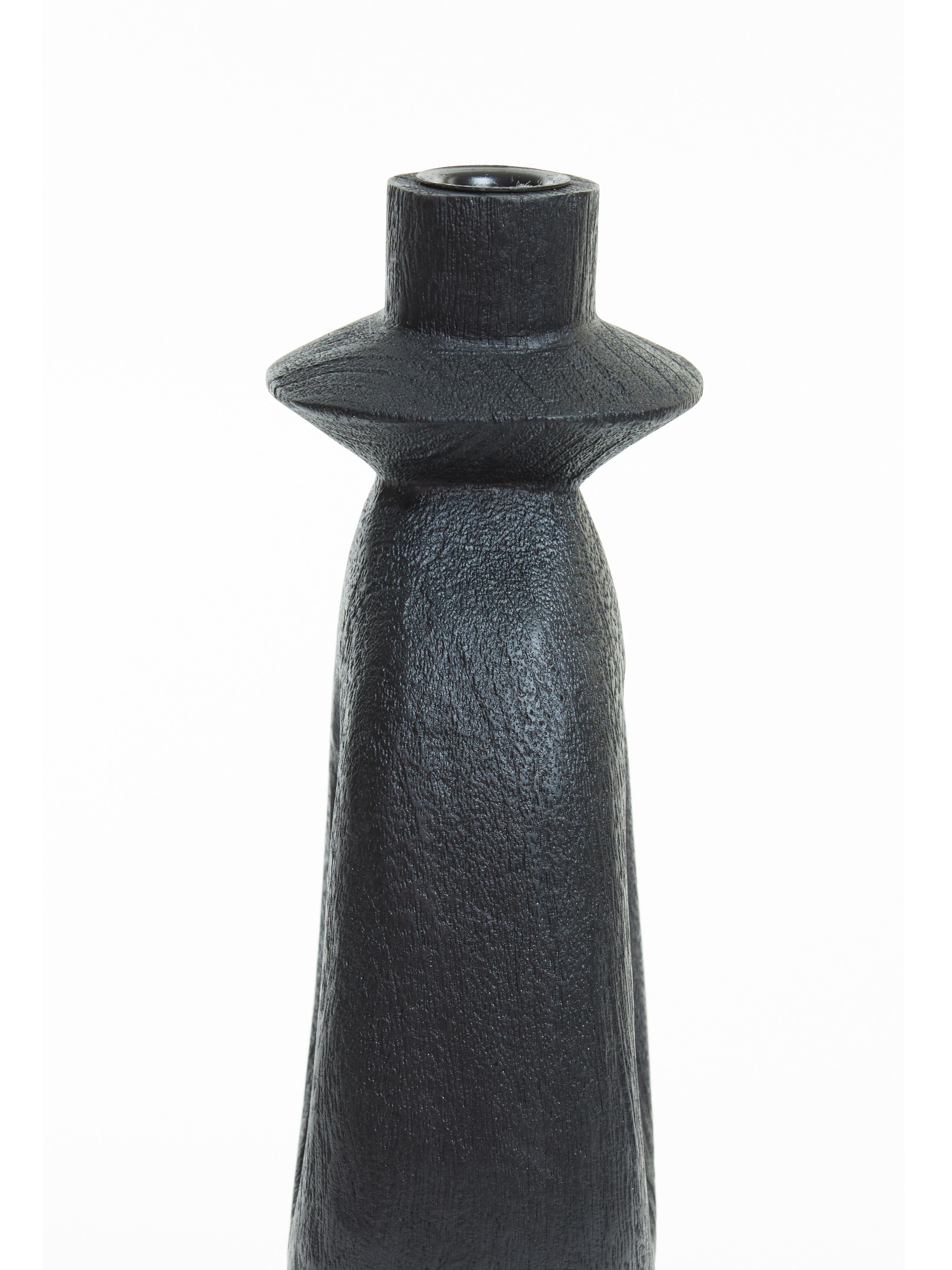 Django Large Black Mango Wood Candle Holder