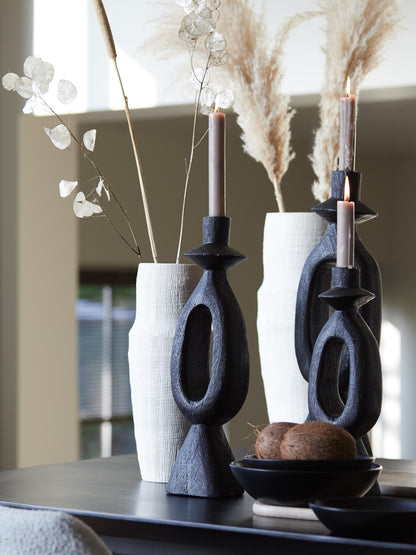 Django Large Black Mango Wood Candle Holder