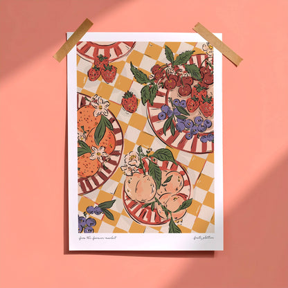 Fruity Platters Art Print - The Farmers Market Collection