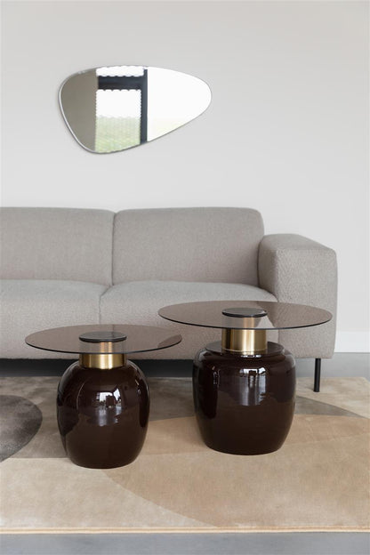 Mohra Enamel &amp; Smoked Glass Side Table - 2 Sizes Available