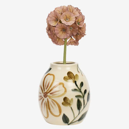 Hand Painted Stoneware Vase - Earthy Florals
