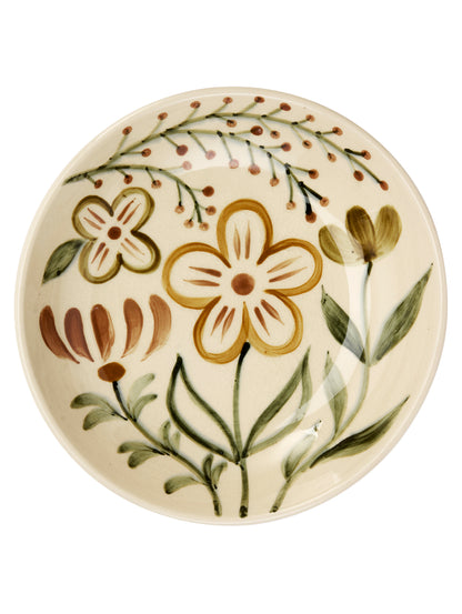 Hand Painted Stoneware Tray - Floral Accents