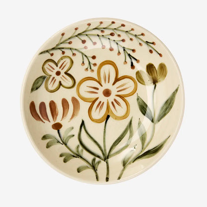 Hand Painted Stoneware Tray - Floral Accents