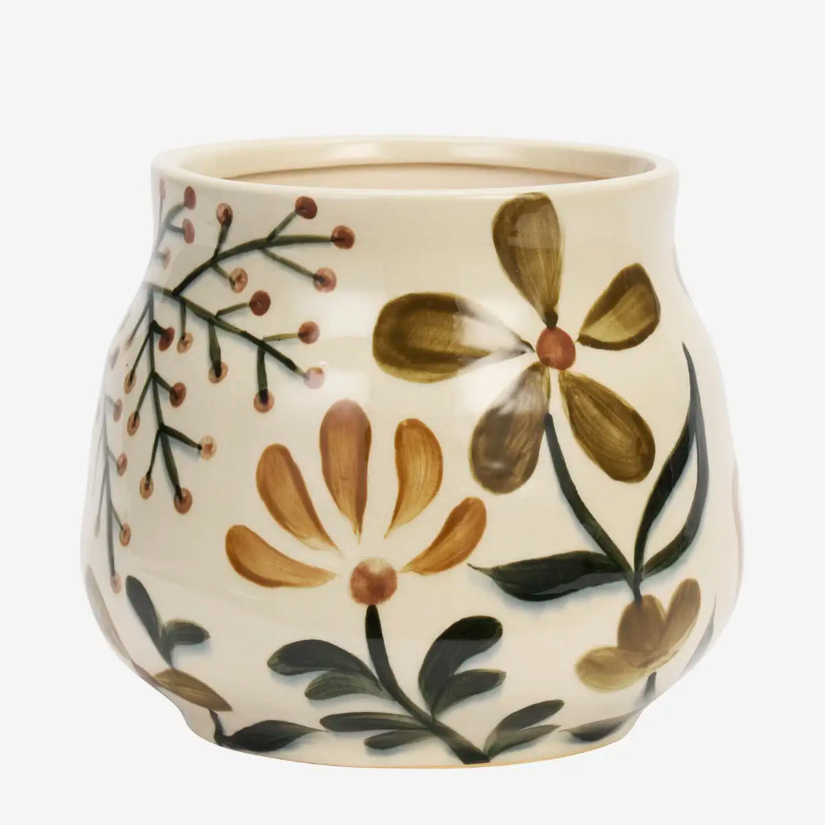 Hand Painted Stoneware Flowerpot