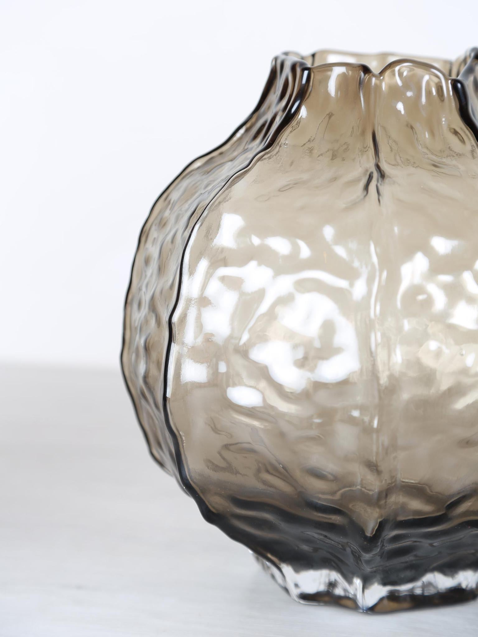 Narin Round Shaped Glass Vase - Brown