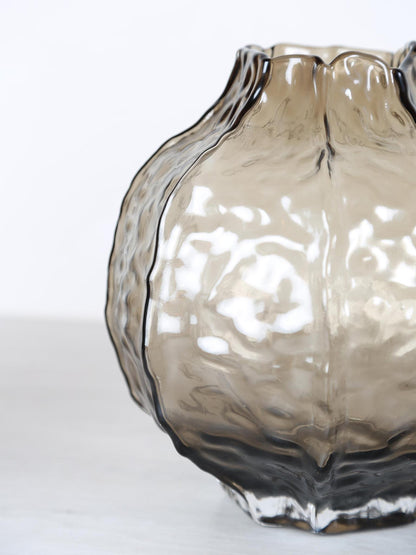 Narin Round Shaped Glass Vase - Brown