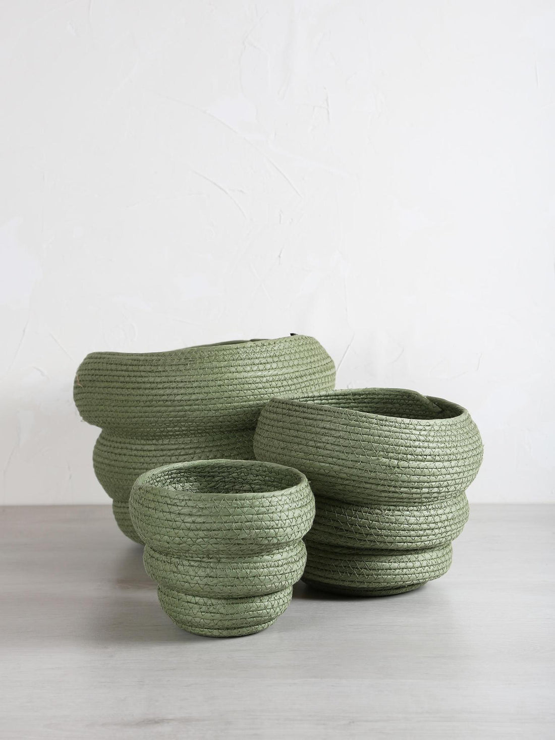 Summera Green Layered Paper Rope Plant Pot / Basket - 3 Sizes Available