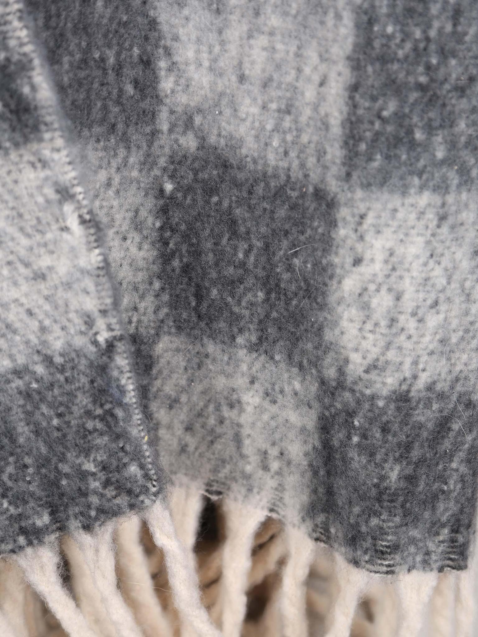 Isabel Recycled Checked Fringed Throw - Ardoise