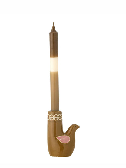 Trudy Candle Holder - Brown - Stoneware