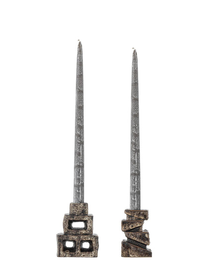 Hale Candle Holder -  Brown - Brick work