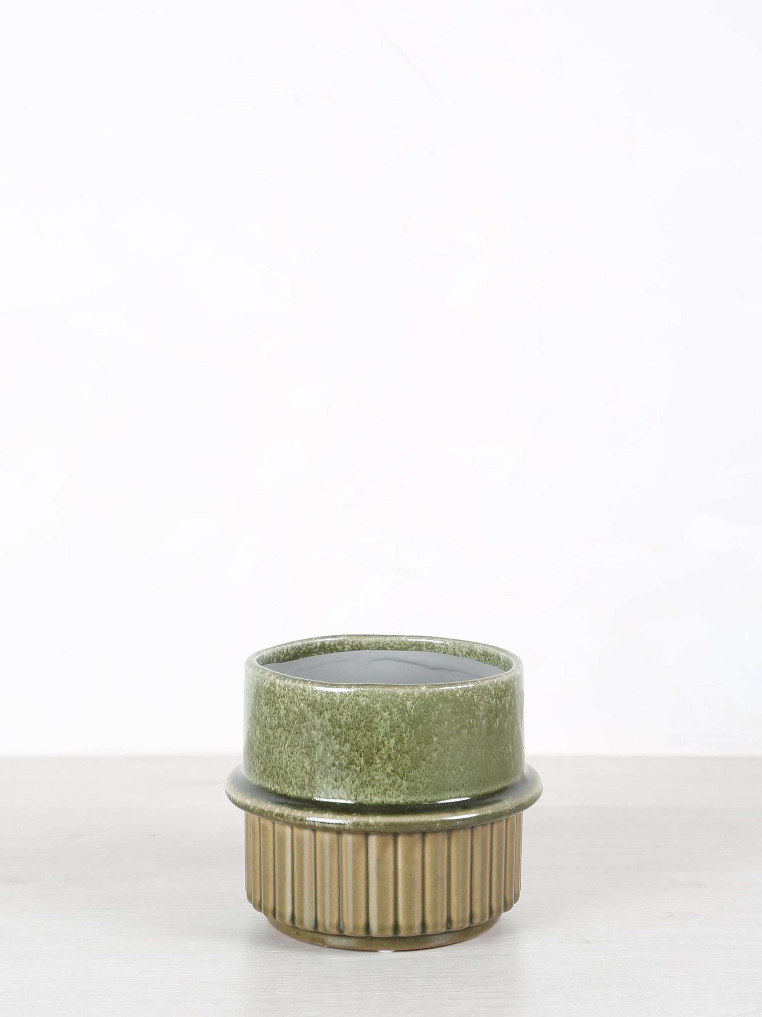 Shaunny Ceramic Round Pot - Green - 2 Sizes available