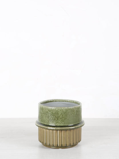 Shaunny Ceramic Round Pot - Green - 2 Sizes available
