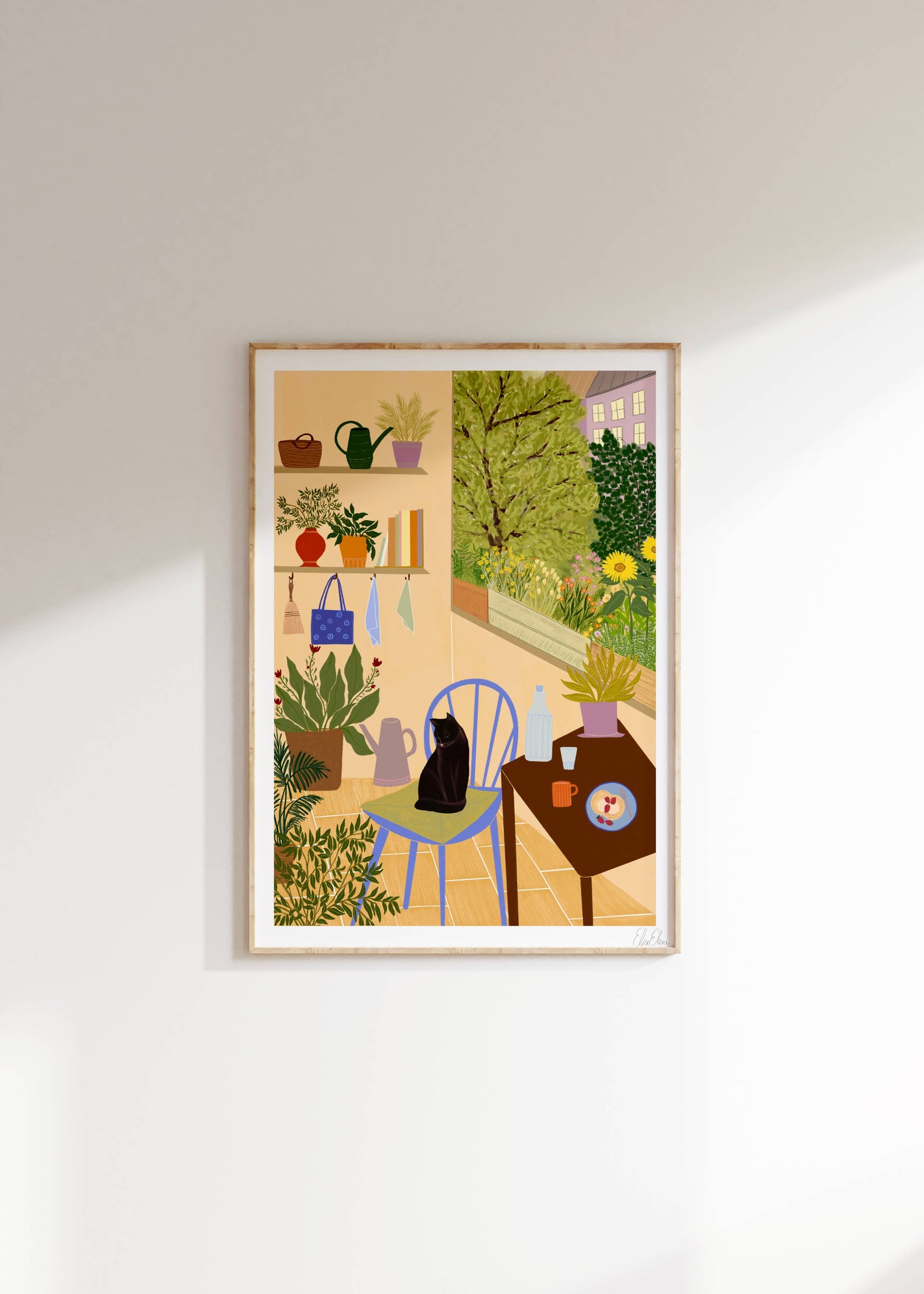 Patio Dreams Art Print | Black Cat Wall Art