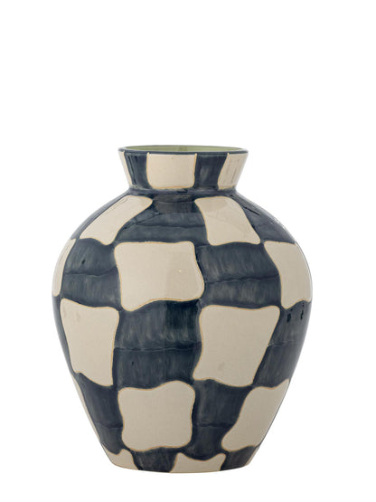 Check Vase - indigo Blue